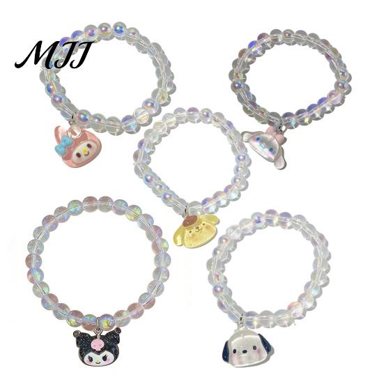 Bracelet Gift for Best Friends Iridescent Beaded Clear Faux Crystal Cute Cartoon Couple Bracelets Animal Charm Girls Transparent Bead