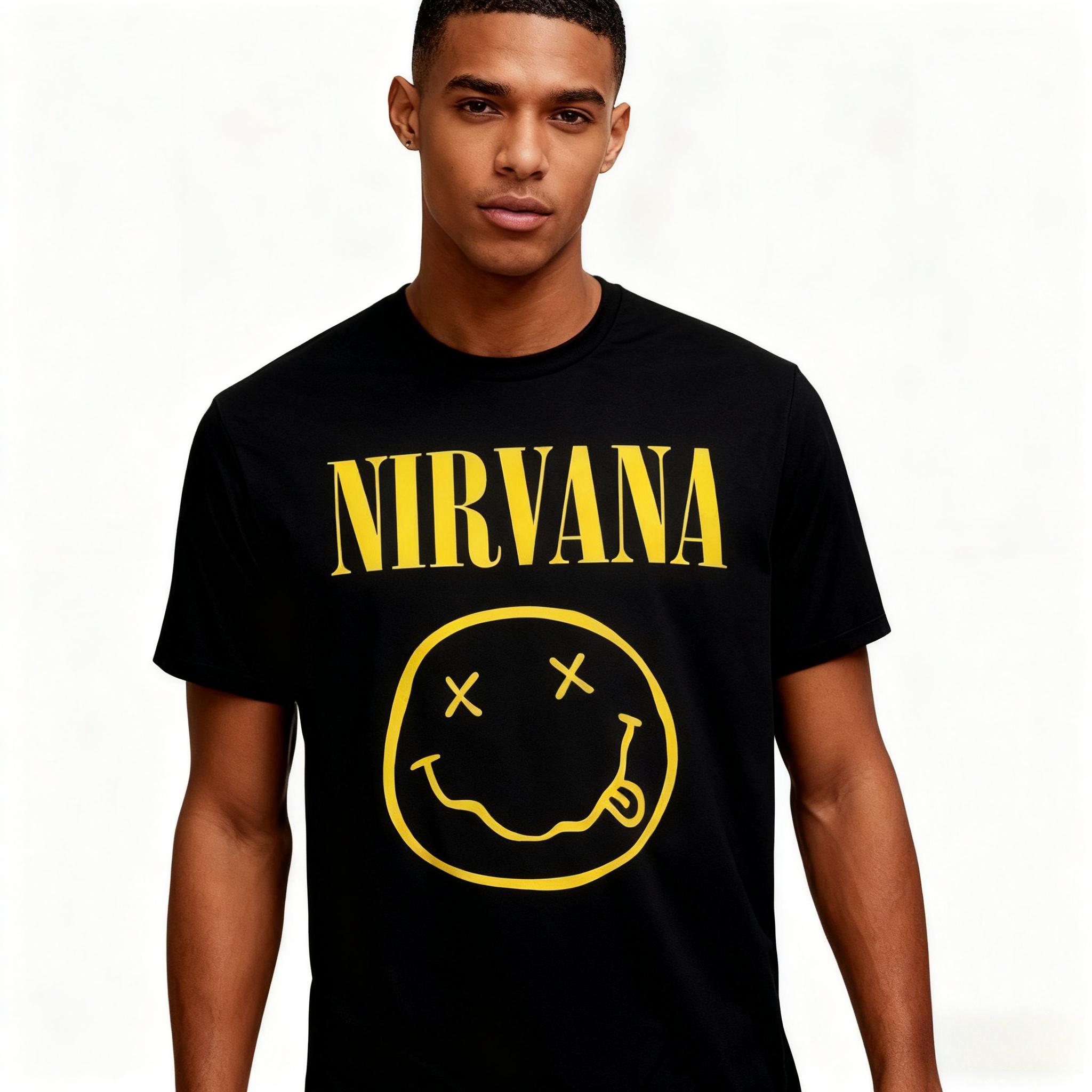 

New Nirvana rock band men s 100%cotton T-shirt hip-hop style Men s and Women s oversized Y2K Tee Casual Loose Outdoor Street 6XL