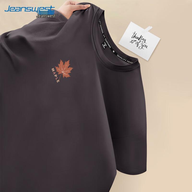 Jeanswest Men s Cotton Maple Leaf Print Short Sleeve T-Shirt 4XL