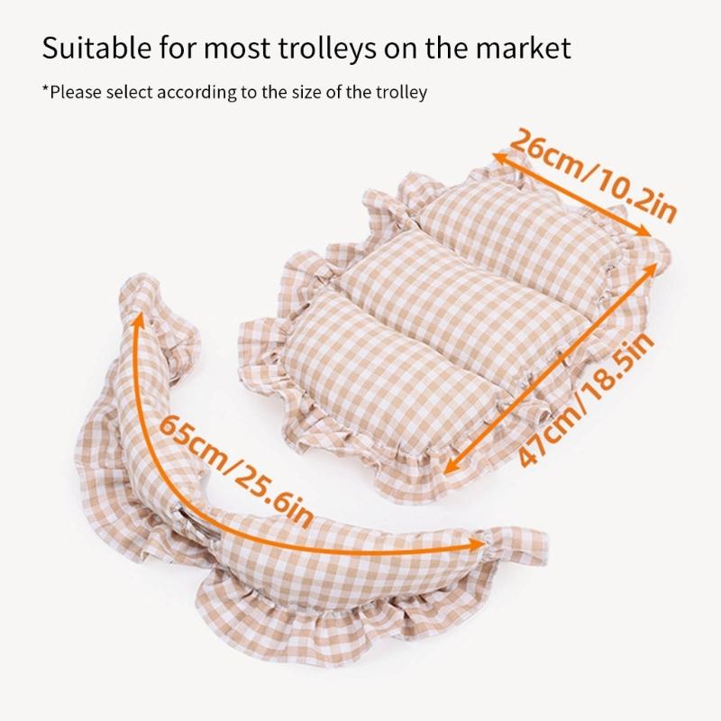 Pet Strollers Pad with Pillow for Pushchair Use Strong Polyester Fabric Thicken Cushion for Small Animal Outdoor Use