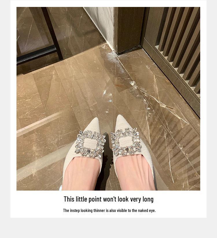 2024 Summer Wizard of Oz Rhinestone Buckle Pointed Toe Backless Heels - Women's One-Strap Closed Sandals