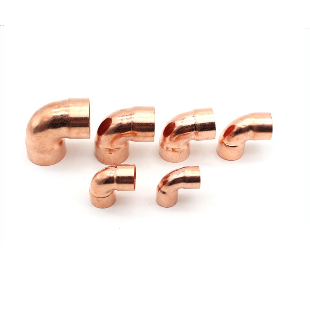 1/4" 3/8" 1/2" 6.35 8 10 14 15 16-219mm ID Pure Copper End Feed Solder 90 Degree Elbow Plumbing Fitting Coupler Air Conditioner