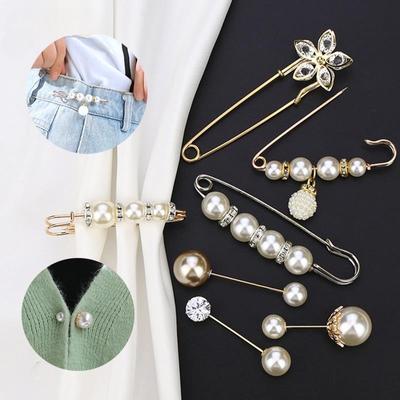 Beads Safety Pins Vintage Fashion Simulated Pearl Brooch Pin Jewelry Ornaments for Scarf Coat Bag Garment Decoration Accessories