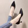 Cream High Heels Soft Sole Versatile Professional Women's Shoes Pointed Toe Summer Flats Non-wearing Comfortable Ladies Footwear