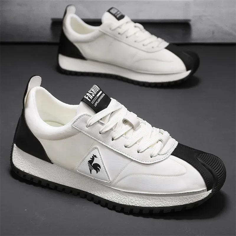 Sneakers Casual Mens Retro Running Shoes Fashion Microfiber Leather Fabric Breathable Height Increased Flat Platform Sport Shoes