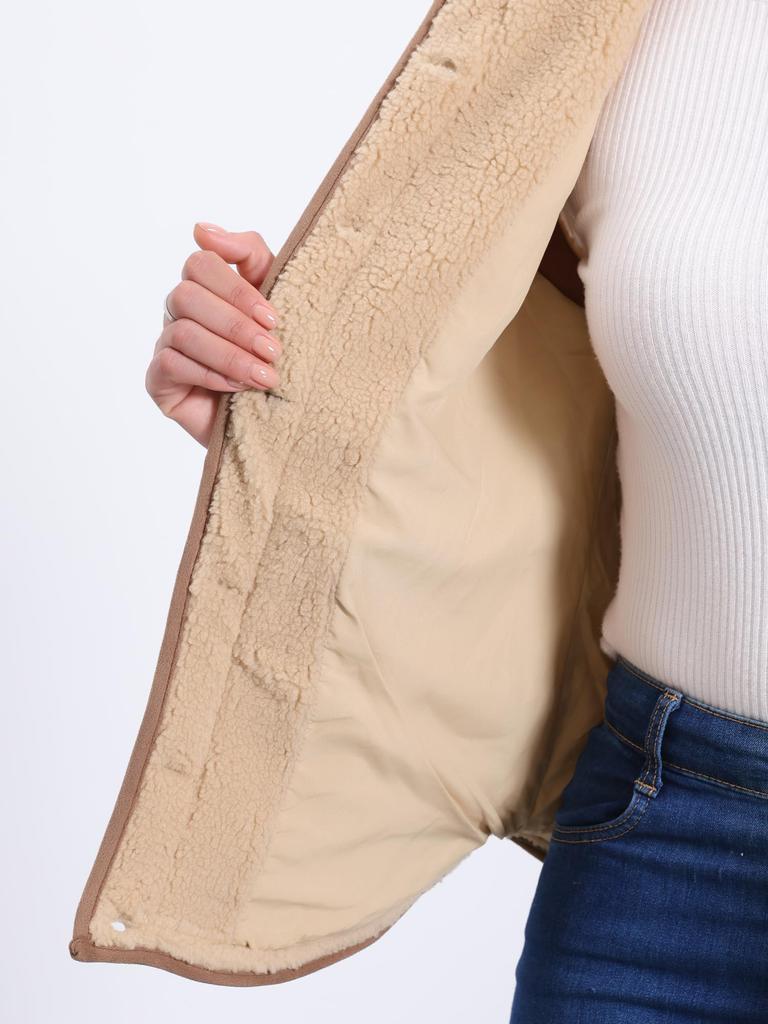 Allegra K Women's Fleece Vest, Soft Plush Outerwear with Pockets and Buttons, Sleeveless Fuzzy Jacket, Brown, Size L