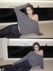 Available Now: Easy One-Shoulder Wool Knit Sweater in Black/Gray