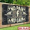 2D Flach kein Schmerz kein Gewinn Fitnessstudio Motivation Wandteppich Gewichtheben Langhantel Blitz Fitness Slogan