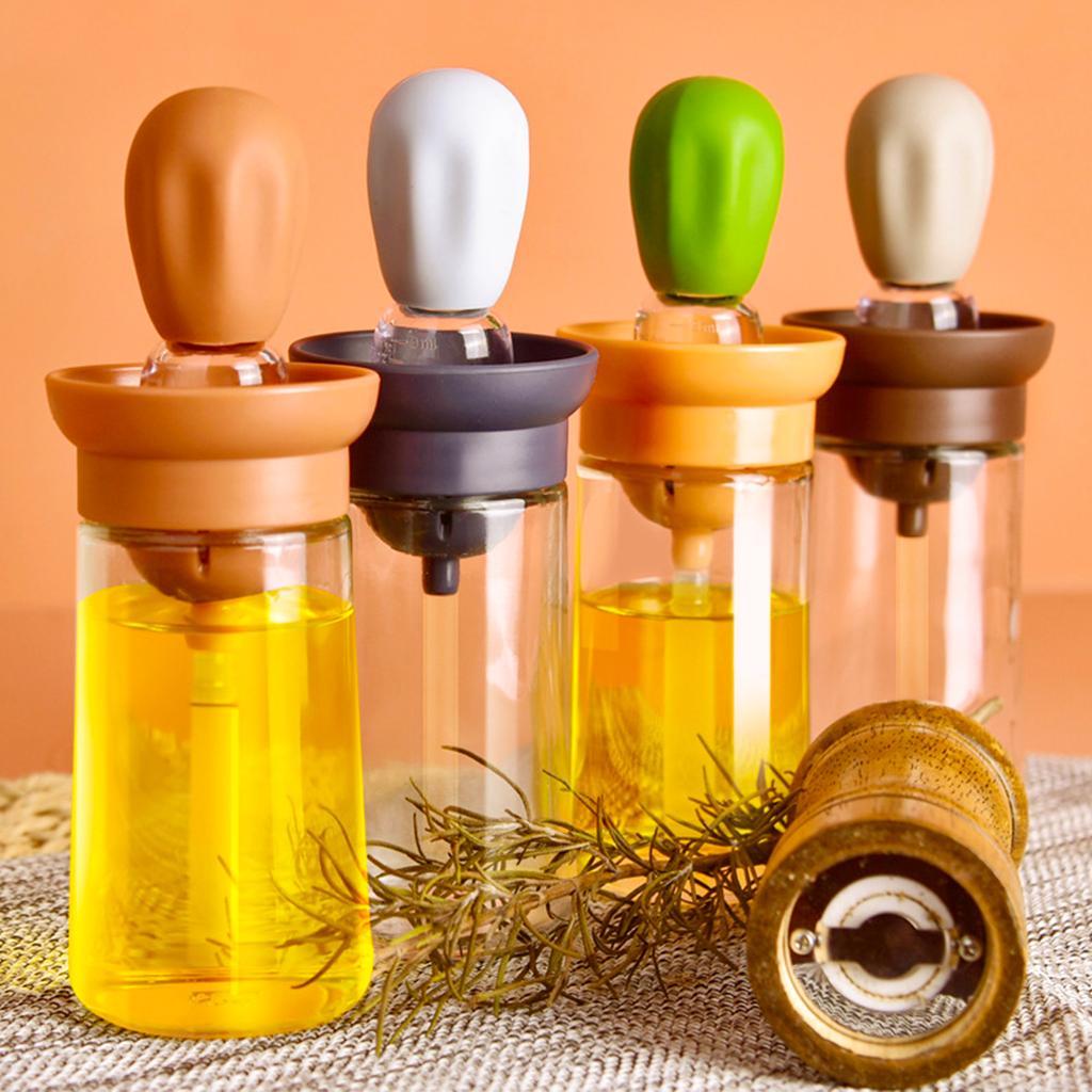 Kitchen Tool Silicone Dropper Measuring Oil Dispenser Bottle Kitchen Cooking Baking Bbq Containers Glass Spice Shaker Brushe