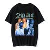 Rapper Tupac Top Streetwear Hip Hop Streetwear Short Sleeve Graphic Print T Shirt Men Women Harajuku Y2K Fashion Loose Oversized Summer New Tee