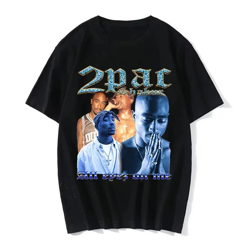 Rapper Tupac Top Streetwear Hip Hop Streetwear Short Sleeve Graphic Print T Shirt Men Women Harajuku Y2K Fashion Loose Oversized Summer New Tee