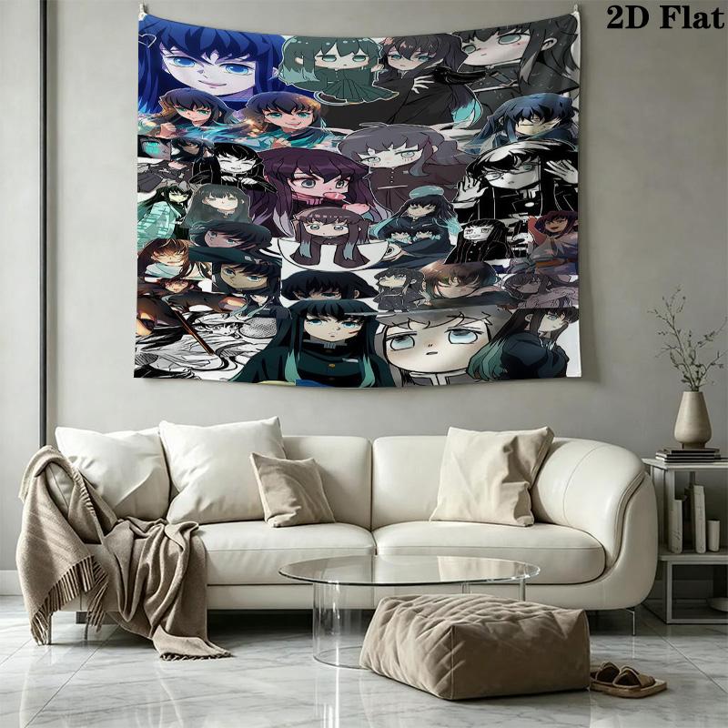 Demon Slayer Wall Tapestry Aesthetic Wall Hanging Printed Fabric Blanket Decorative Tapestries For Bedroom Living Room Home Decor