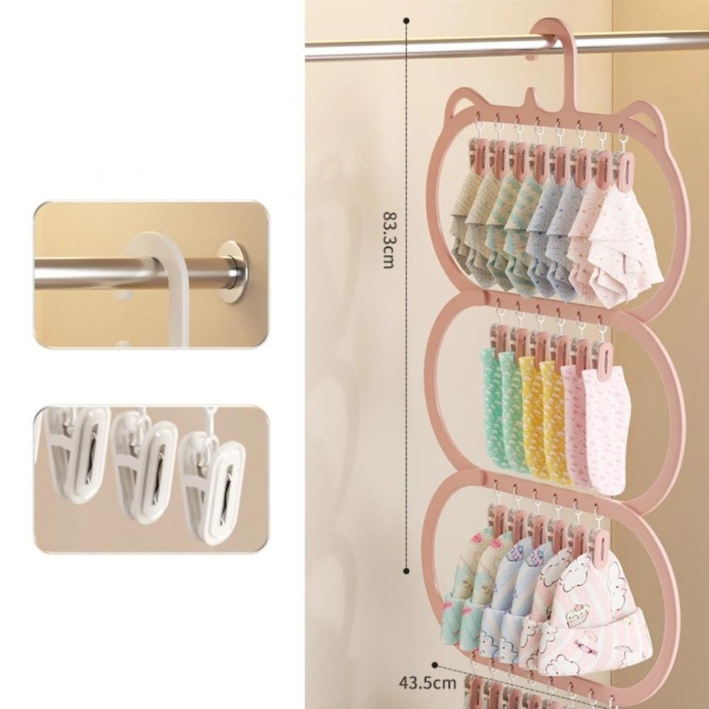 Multi-clip Sock Drying Rack Space-saving Removable Socks Underwear Storage Rack Multi-functional Wardrobe Storage