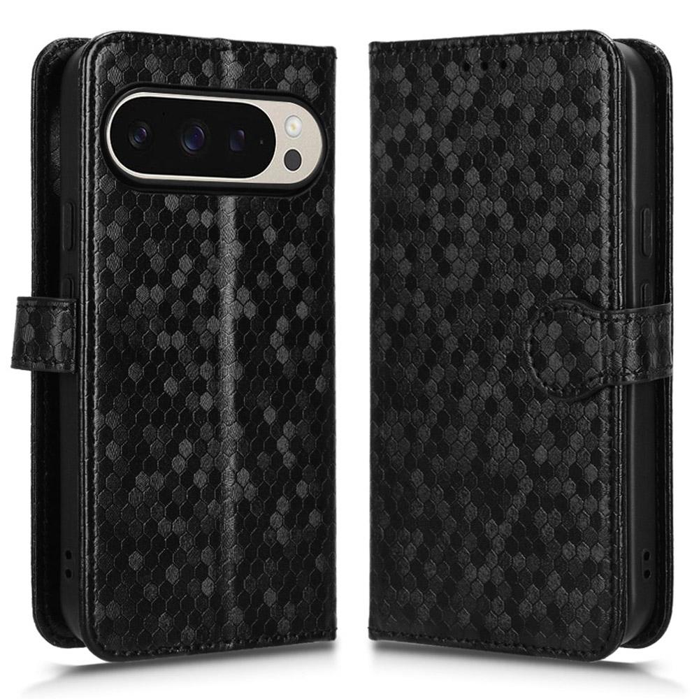 For Google Pixel 10 Pro/Pixel 10 Wallet Case Dot Pattern Imprint PU Leather Phone Cover with Wrist Strap