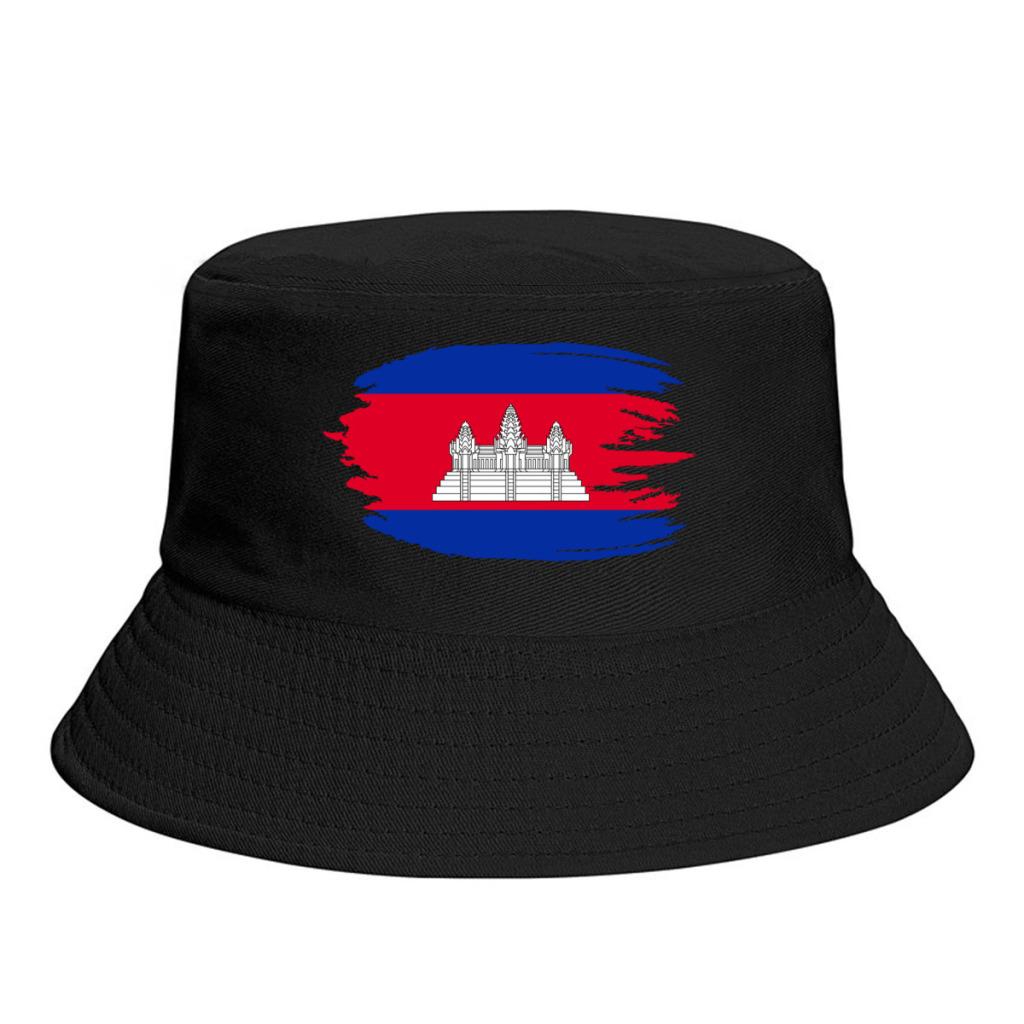 Bucket Hats Cambodia EST Phnom Penh Emblem Flag Sun Shade Cool Outdoor Summer FisherUnisex Caps Fishing Hat