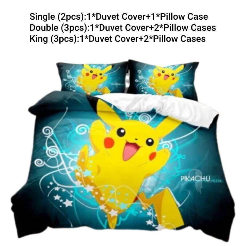 

Pikachu Duvet Cover Set Cartoon Anime Design 3d Digital Print Bedding 3 Piece Set Style A,Single(135*200cm)