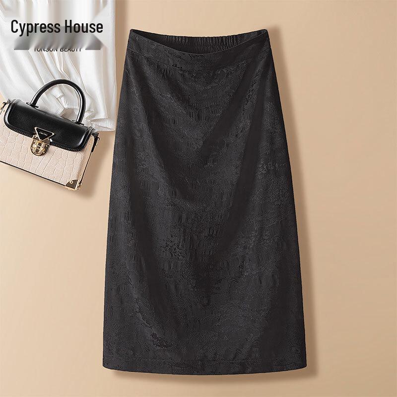 Шелковая жаккардовая юбка-миди А-силуэта на эластичной талии XL