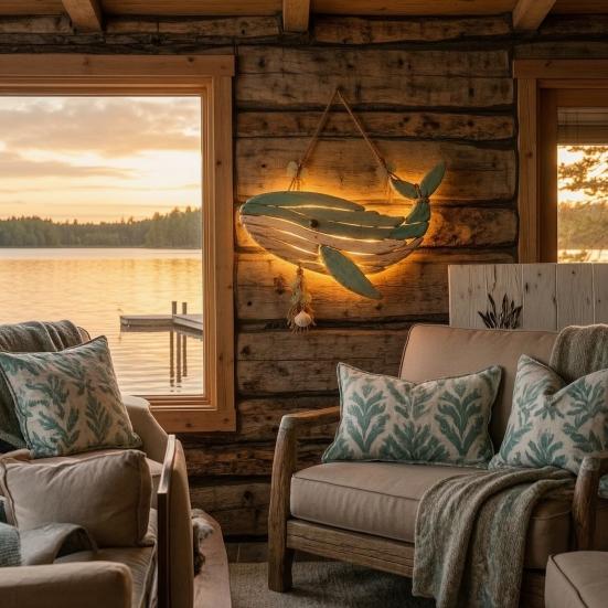 Easy To Install Wall Lamp Coastal Fish Pendant with Light, Fish/Turtle/Jellyfish/Dolphin/Octopus/Whale Shape, Resin Ocean Sconce Light Themed