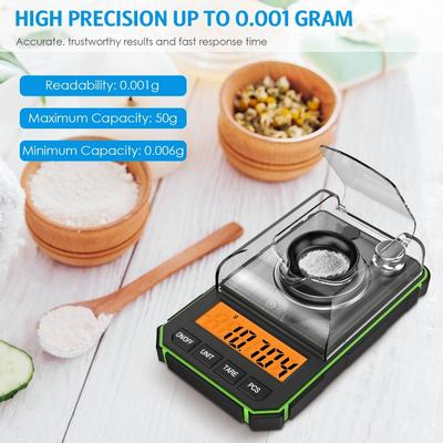 0.001g-50g Portable Mini Digital Milligram Scale LCD Display with 50g Calibration Weights Tweezers