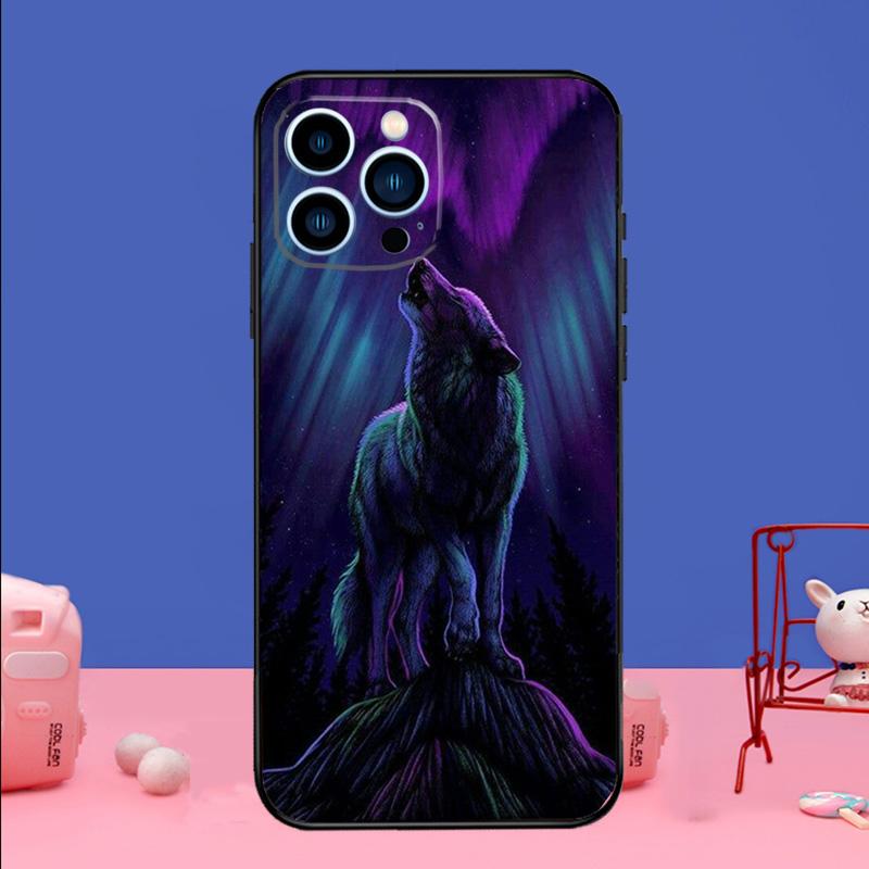 Wolf Art Black Phone Case For iPhone 17 Air 16 15 14 11 12 13 Pro Max 13 Mini 15 16 Plus 16e Bumper Cover