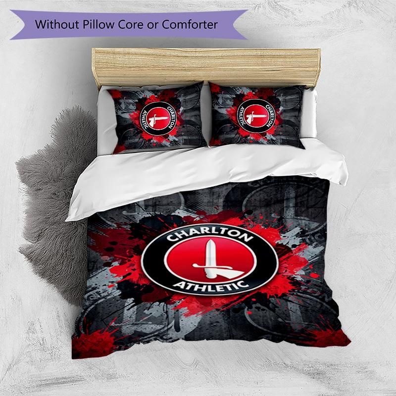 Charlton Athletic FC Ensemble de literie imprimé 3 pièces Housse de couette respirante avec taies d'oreiller Linge de lit décoratif pour chambre à coucher Maison