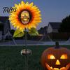 Solar Garden Lights Outdoor Waterproof Stake Light, Gothic Skull And Sunflower Statue Lamp, Durable Decorative for Flower Beds LED Landscape