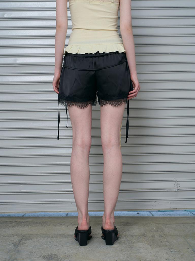 Lami Strap Point Satin Pants (Black Color)