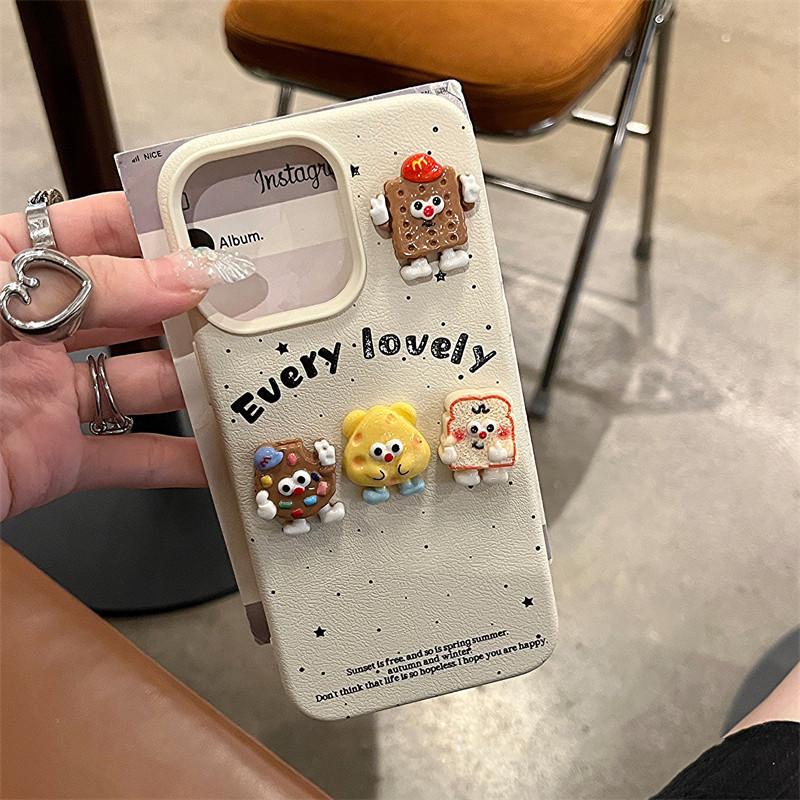 Three-dimensional Biscuit Cheese Expression Suitable for IPhone16promax Apple 14 Mobile Phone Case 13/12 Women 15