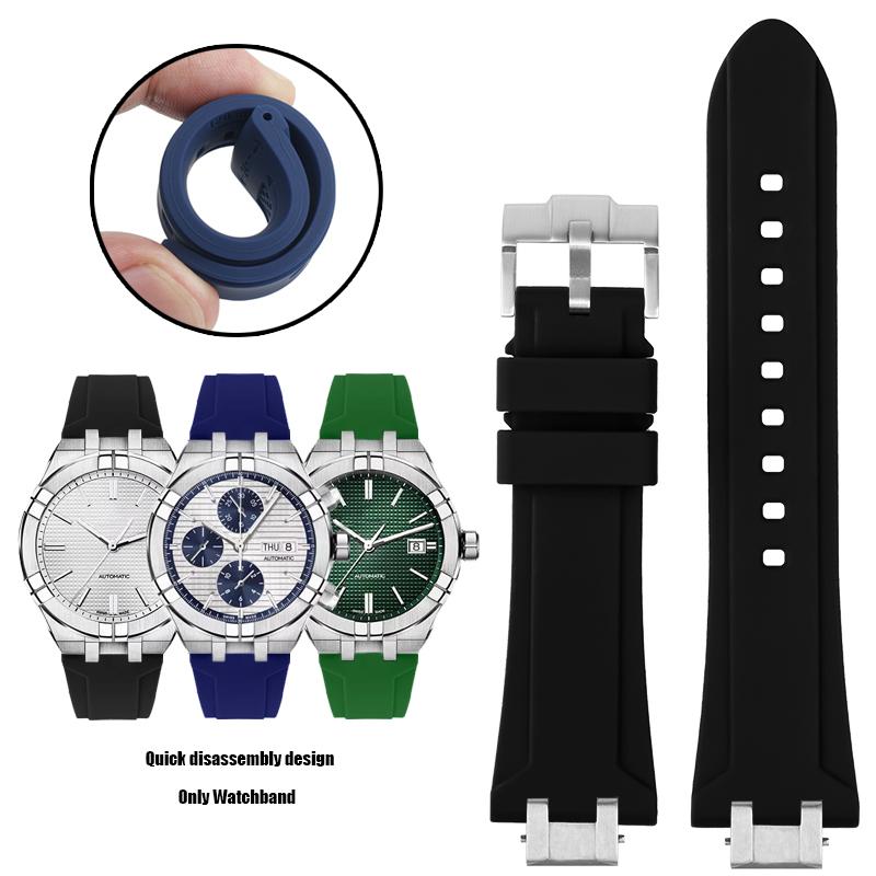 Für MAURICE LACROIX AIKON Gummiarmband-Steg AI6008 6038 6007 Armband Schnellverschluss Metall Stahlkopf Silikon Uhrenarmband