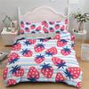 Girls Strawberry Bedding Set 2pcs, Soft Comfy Microfiber Fruit Geometry Reversible Duvet Cover with 1/2 Pillow Cases 75*50CM