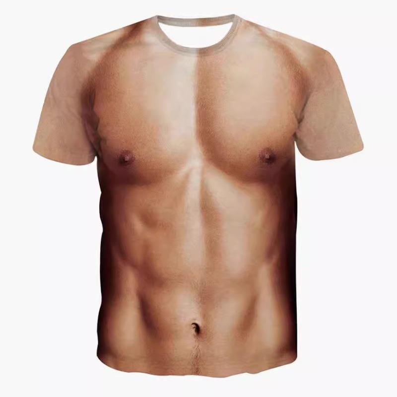 Suitable for Both Men Women Spring Summer Printed 3D Muscle Strong Men's Trendy Fashionable T-shirt
