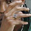 Retro Lucky Four-leaf Clover Adjustable Open Ring For Men Women Gothic Punk Edgy Copper  Unisex Accessories Lovers Gift