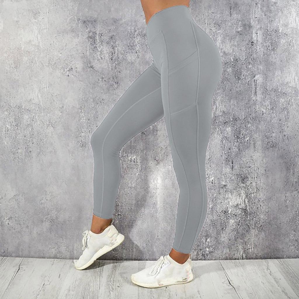 Women's Slim Athletic Leggings with Pockets High Waisted Skinny Fitness Yoga Pant Gym Tights Running Pant