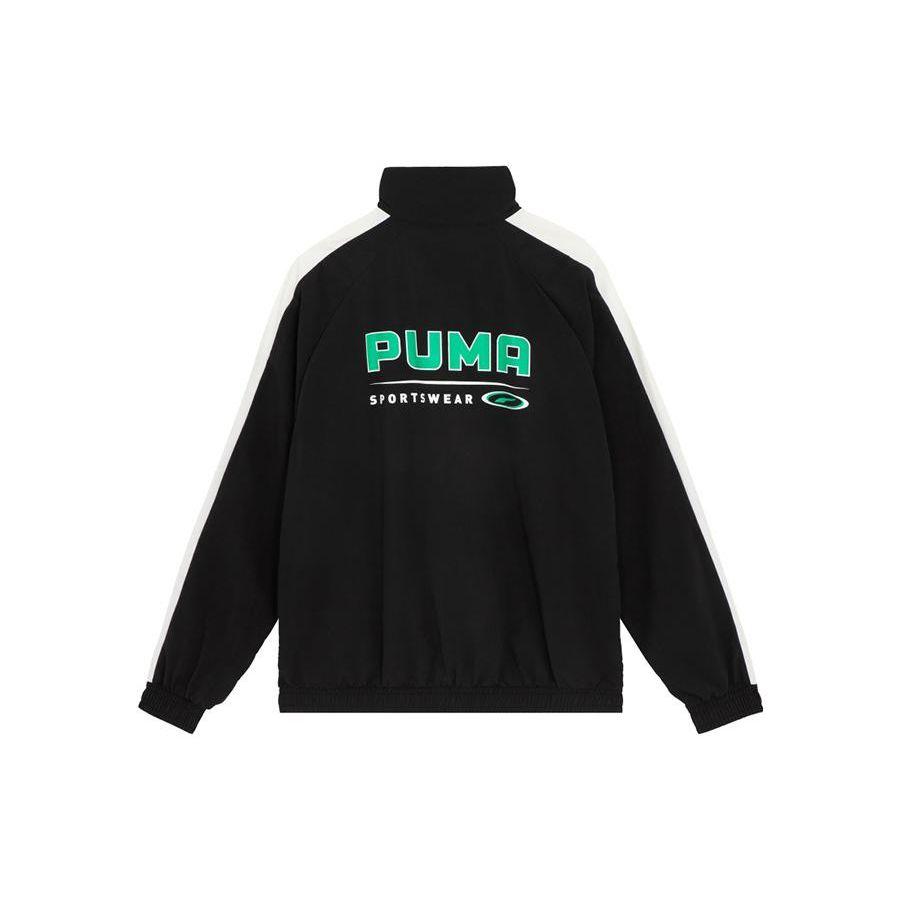 Puma 2022 Autumn T7 Series Hooded Letter Print Casual Long Sleeve Jacket Unisex Jacket Black 627167-01
