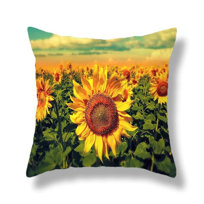 Beautiful Sunflower Field Print Pillowcase Car Ornaments Office Living Room Home Pillowcase