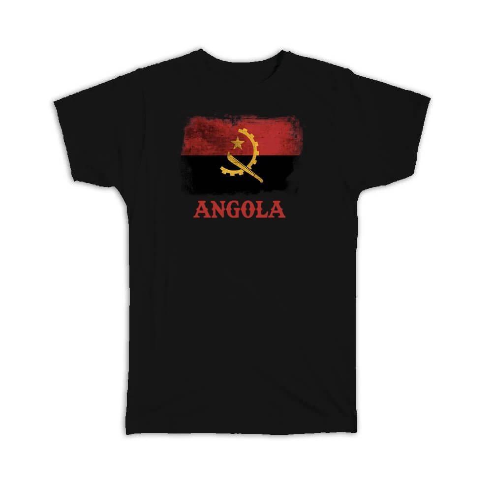 Gift T-Shirt : Angola Angolan Flag Distressed Africa African Pride Country 4XL