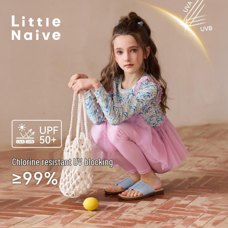 Little Naive Girls' Sun Protection Two-Piece Swimsuit Set