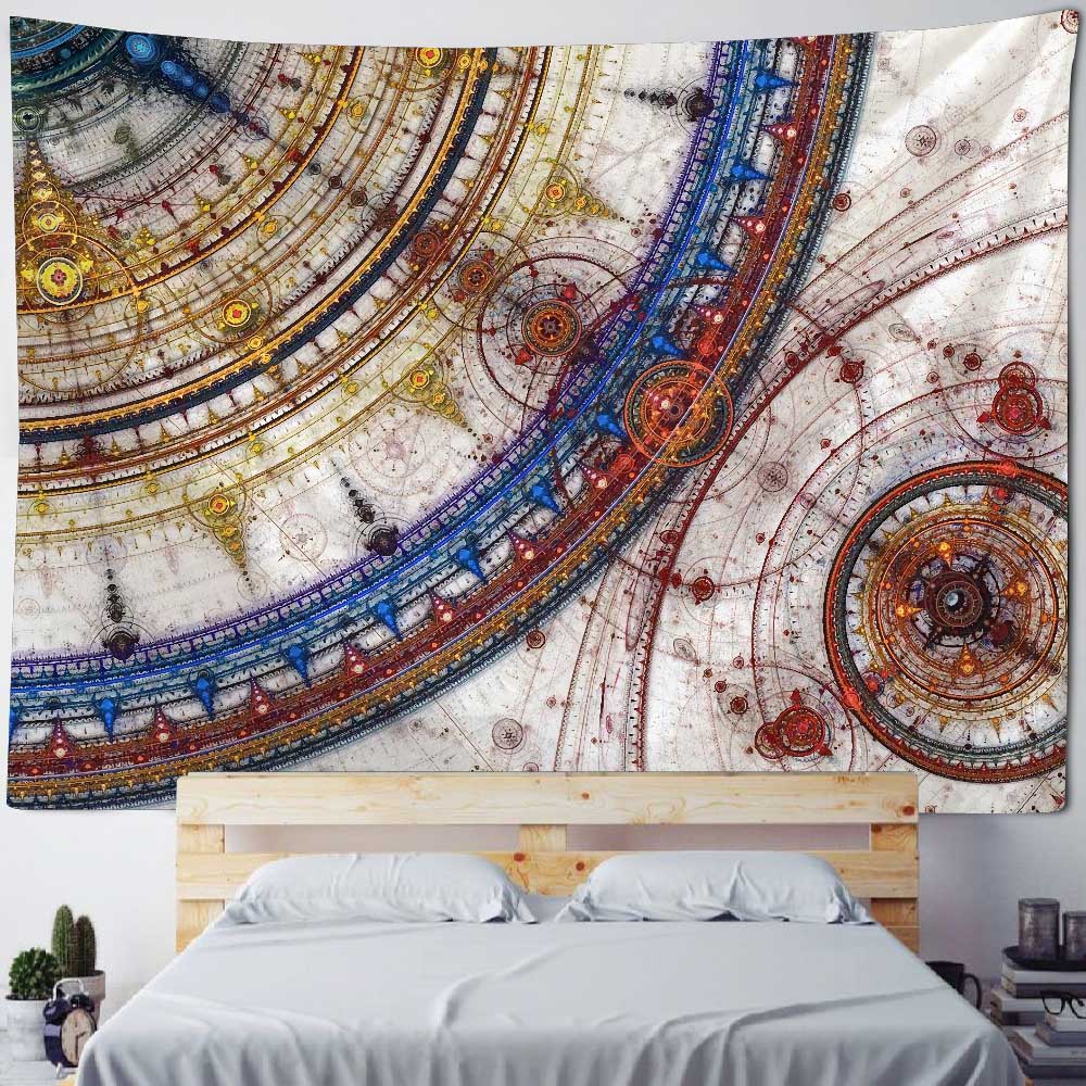 Mandala Wandteppich Bohemian Heimtextil Wanddekoration psychedelisch mehrfarbig geometrische Fraktalkunst Raumdekoration