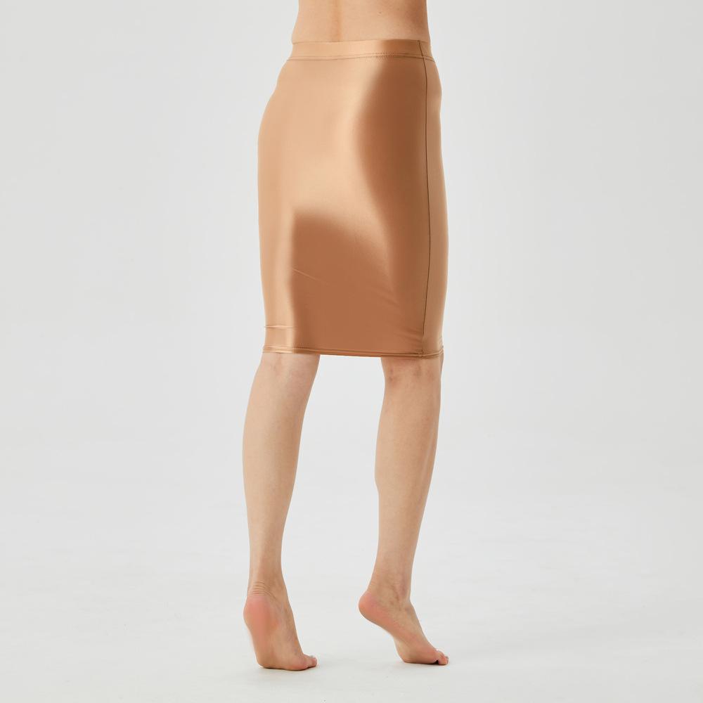 Thin Transparent Perspective Oily, Silky and Glossy Tight Hip Skirt Large Size Sexy One-step Skirt