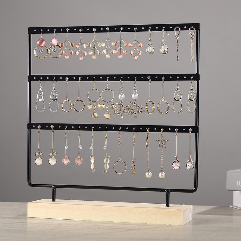 Solid Wood Iron Art Earring Holder Jewelry Display Stand for Home Storage and Hanging Ear Studs.