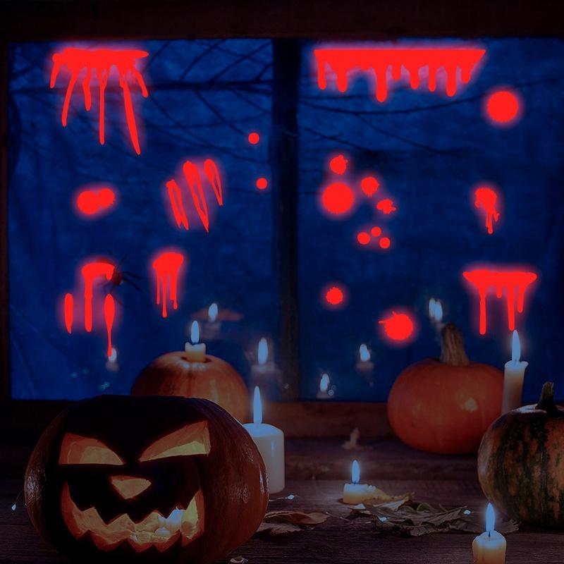 Imitation Blood Hand Foot Luminous Print Stickers Waterproof Horror Zombie Halloween Car Wall Door PVC Party Haunted House Decor