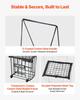 Tennis Ball Hopper, Holds 75 Tennis Balls, Pickleball Basket Cart with Wheels for Easy Pick Up, Portable Pickleball Caddy with Heavy-Duty