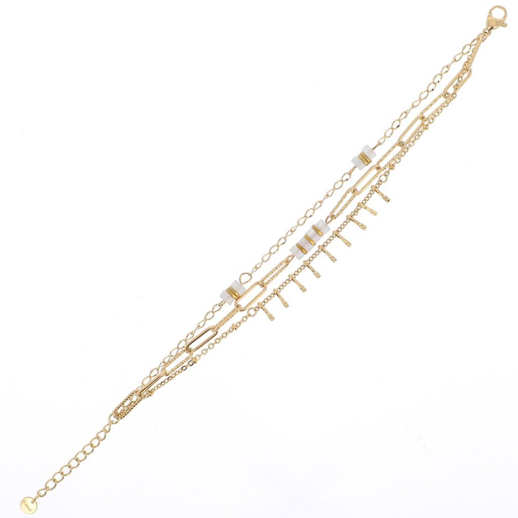 Les Trésors De Lily [R4510] - Designer Bracelet Steel 'Cléopatra' White Gold - 3 Rows