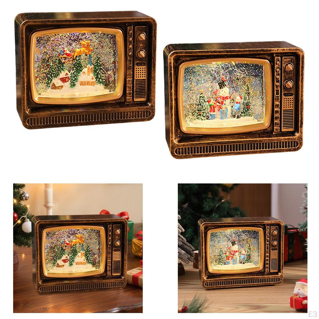 Christmas Scene Music Box Gift Xmas Ornament for Bedroom Indoor Dining Table Reindeer