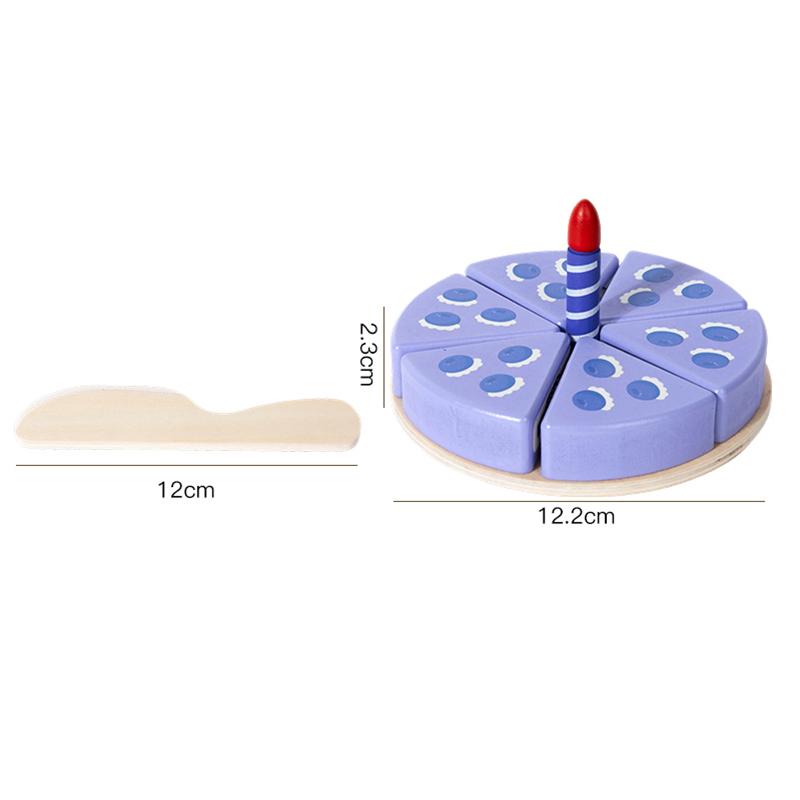 Brinquedos de Cozinha de Madeira para Crianças Brinquedo de Bolo de Aniversário Simulado Jogo de Cortar Comida de Faz de Conta Brinquedo de Role Play para Crianças Presentes para Menino Menina