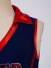 Kids Cheerleading Competition Wear V Neck Crop Top Rhinestone Trim Sleeveless with Built-in Shorts and Asymmetrical Ruffled Skirt