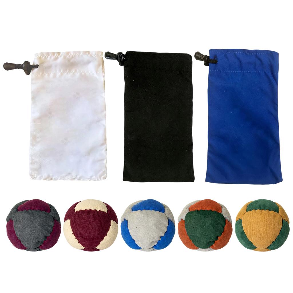Traditional Fabric Footbag Set 6cm Retro Style Hacky Sack Balls with Drawstring Storage Bag Durable Soft Textile Material for Skill Practice