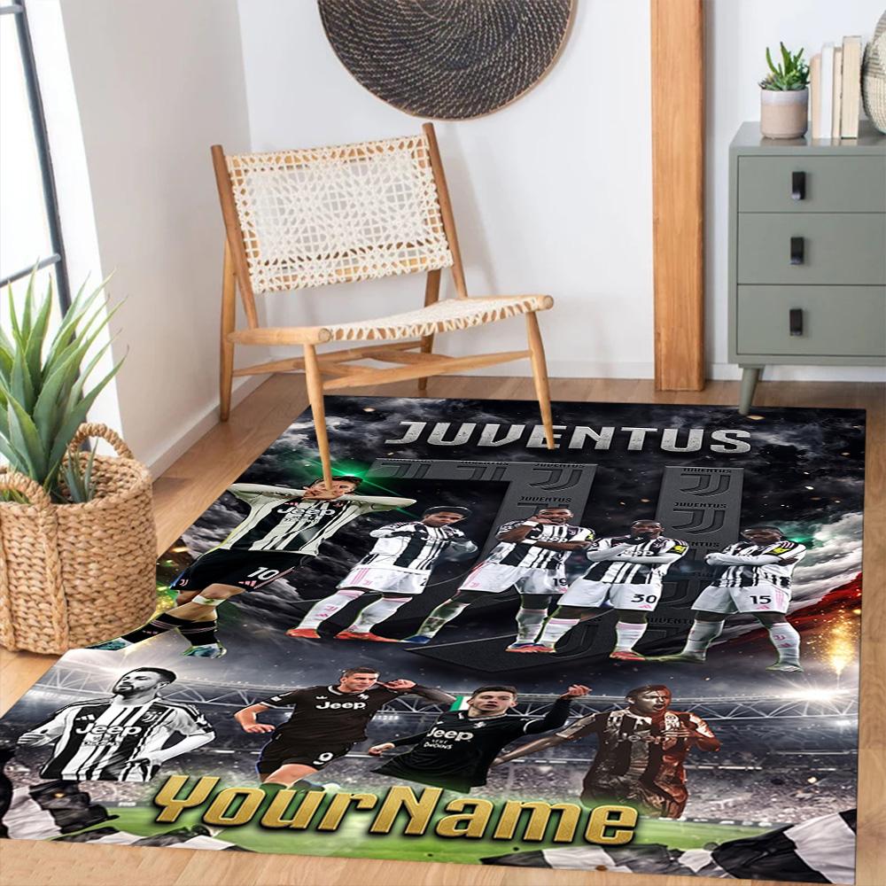 Juventus Customize Your Name Carpet Perfect for Playrooms Dormitory Dining Room Foyer Antislip Carpet Office Home Decor Wedding Party Gift