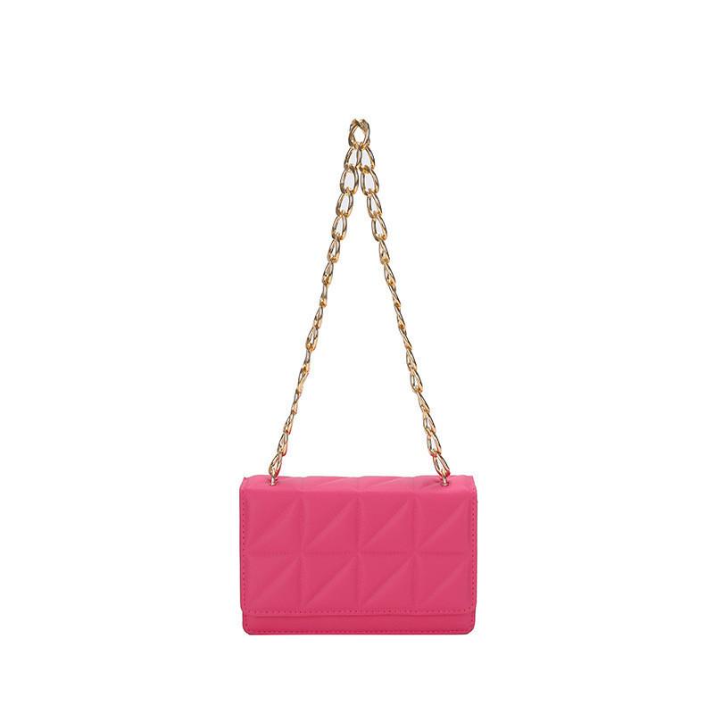 Stylish Women's Pu Quilted Chain Shoulder Bag In Chic Candy Colors Compact Urban Design