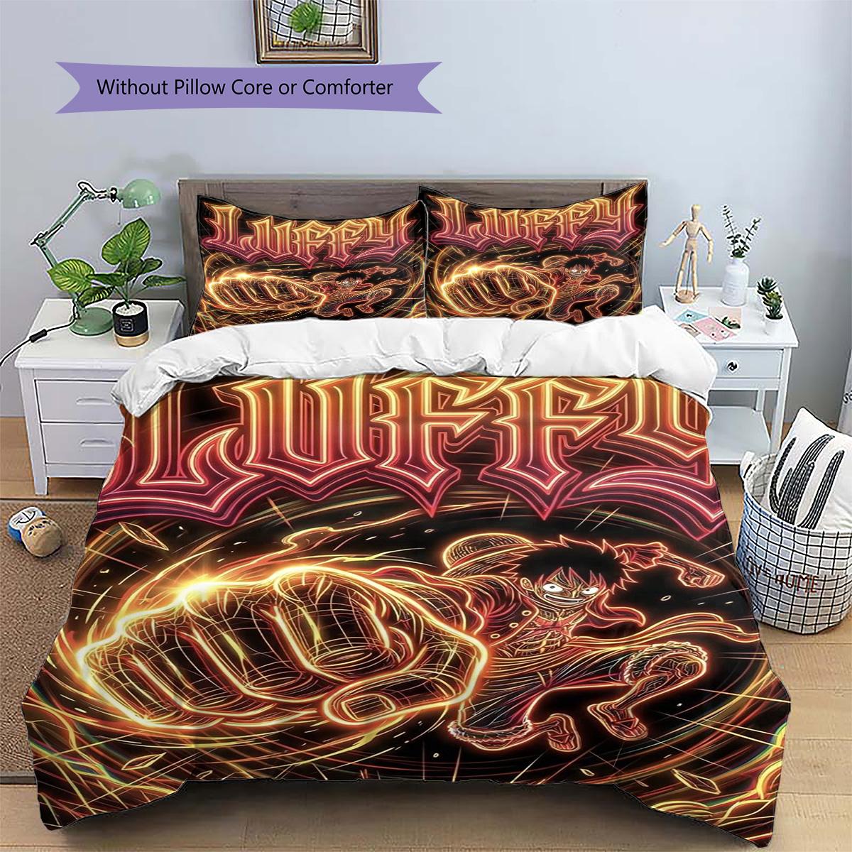 

Luffy Patterned Pillowcase & Duvet Cover Set Creative Bedding for Bedroom Great Surprise Gift.-TING 135x200cm